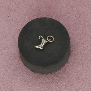 sterling silver vintage christmas stocking with candy cane charm pendant